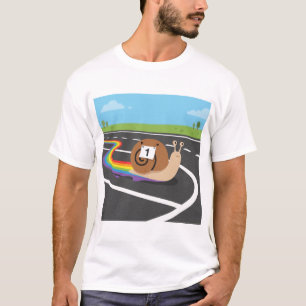 Camiseta Caracol corredor de maratón Cute rastro de arcoíri