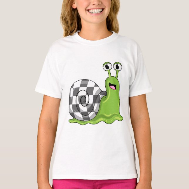 Camiseta Caracol en ajedrez con tablero de ajedrez (Anverso)