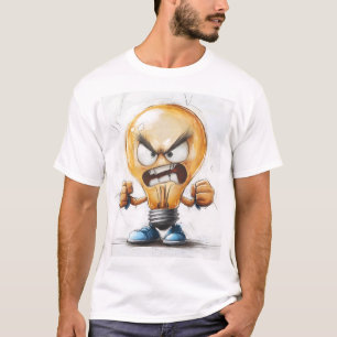 Camiseta Carácter 3D de Bombilla de luz enojada