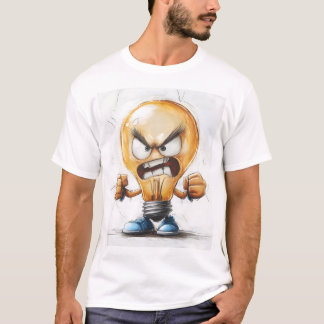 Camiseta Carácter 3D de Bombilla de luz enojada