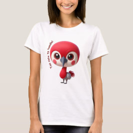 Camiseta Carácter Adorable de pájaro rojo