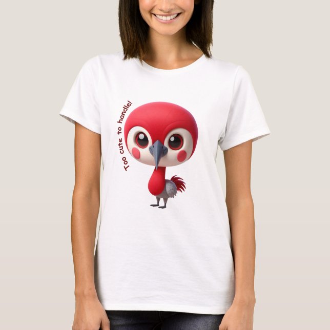 Camiseta Carácter Adorable de pájaro rojo (Anverso)