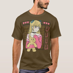 Camiseta Carácter anime japonés de Chica gata japonés estét