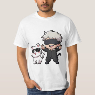 Camiseta Carácter anime y gato sonrojador