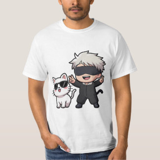 Camiseta Carácter anime y gato sonrojador