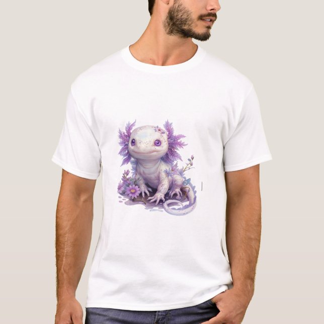Camiseta Carácter Axolotl Adorable con diseño de texto de v (Anverso)