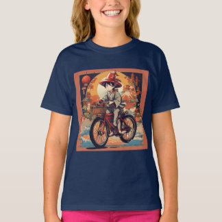 Camiseta Carácter Chibi Hombres Montando Bicicletas Niños I