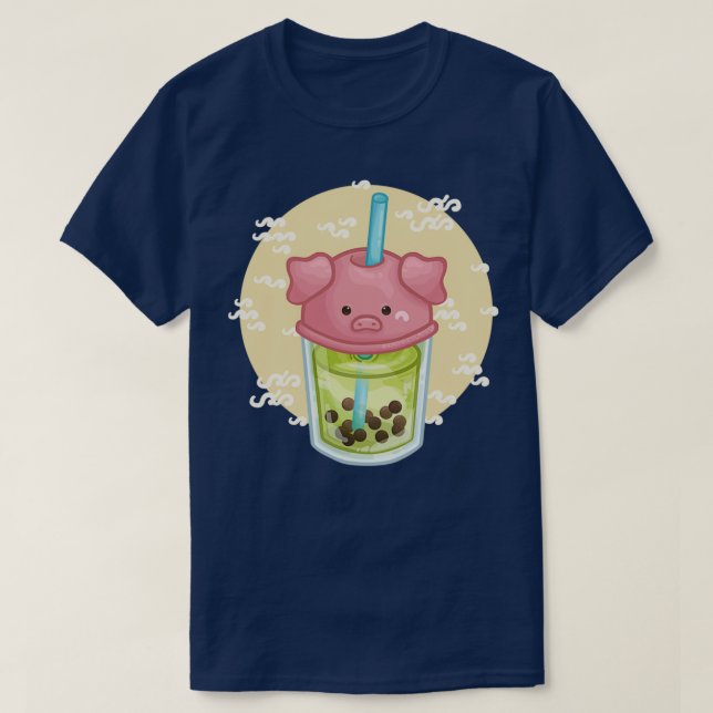 Camiseta Carácter de cerdo de Rótulo zodiaco de Boba Tea Ch (Diseño del anverso)