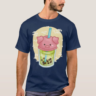 Camiseta Carácter de cerdo de Rótulo zodiaco de Boba Tea Ch