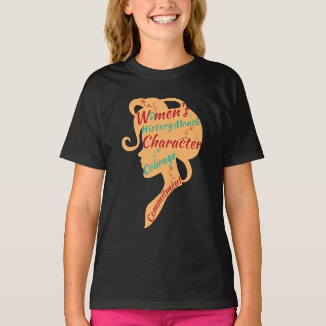 CAMISETA CARÁCTER DE LA HISTORIA DE LA MUJER EN EL MES COMP (Anverso)