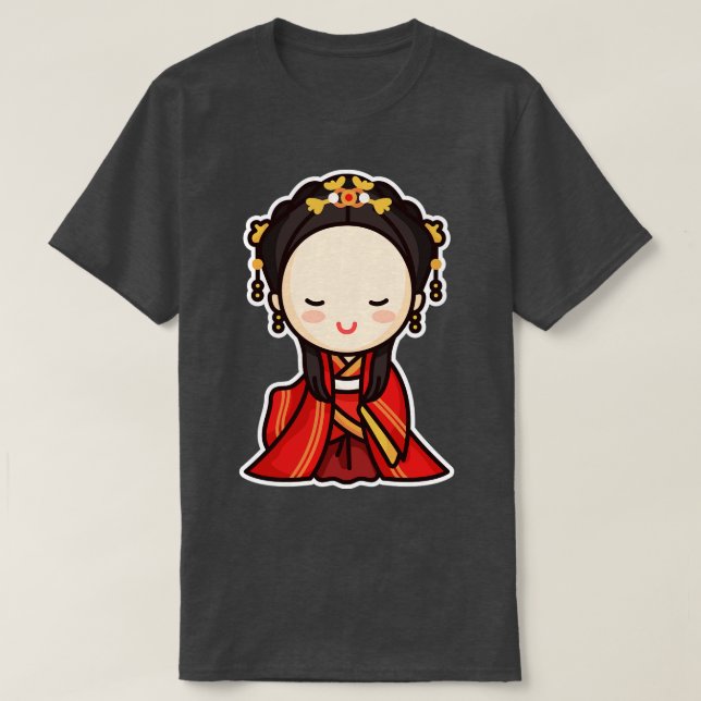 Camiseta Carácter de novia chino tradicional lindo (Diseño del anverso)