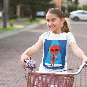 Camiseta Carácter de superhéroe malvado negrita rojo y azul