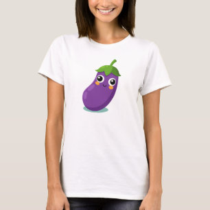 Camiseta Carácter divertidísimo de berenjena, vegetación pu