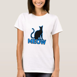 Camiseta Carácter felino de moda - Silueta gata azul "MEOW"