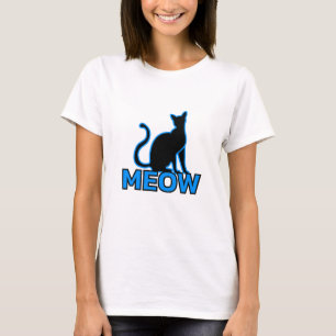 Camiseta Carácter felino de moda - Silueta gata azul "MEOW"