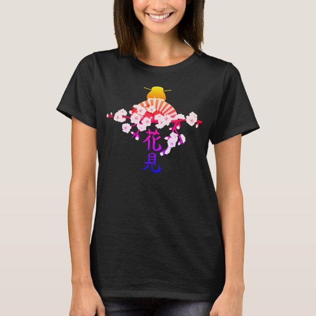 Camiseta Carácter japonés 1a con flores de cerezo (Anverso)