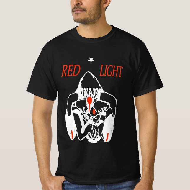 Camiseta "Carácter negro de luz roja de banda de fuga" (Anverso)