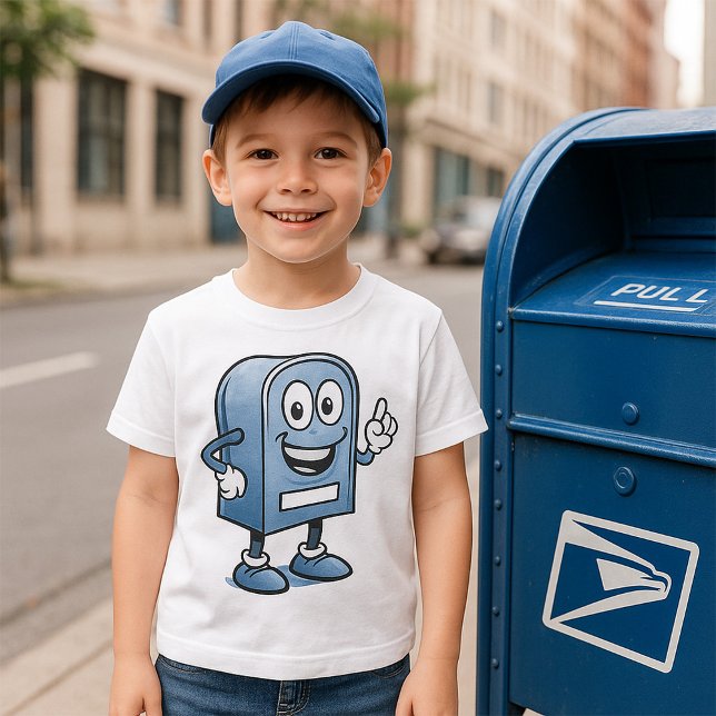 Camiseta Carácter postal azul feliz de mascota de buzón (Subido por el creador)