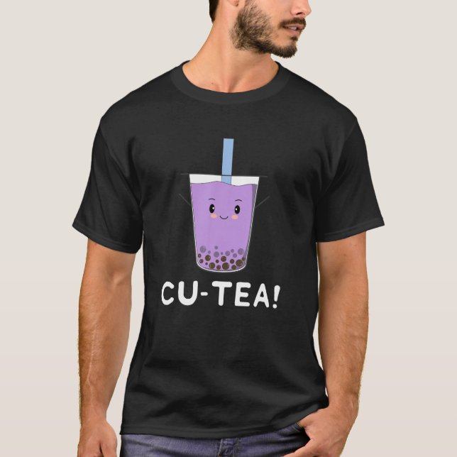 Camiseta Carácter Punny Cute Boba Bubble Cu-Tea Pun (Anverso)