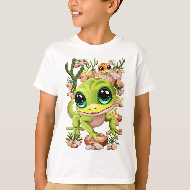 Camiseta Caracteres de dibujos animados de Baby Geckos Cute (Anverso)