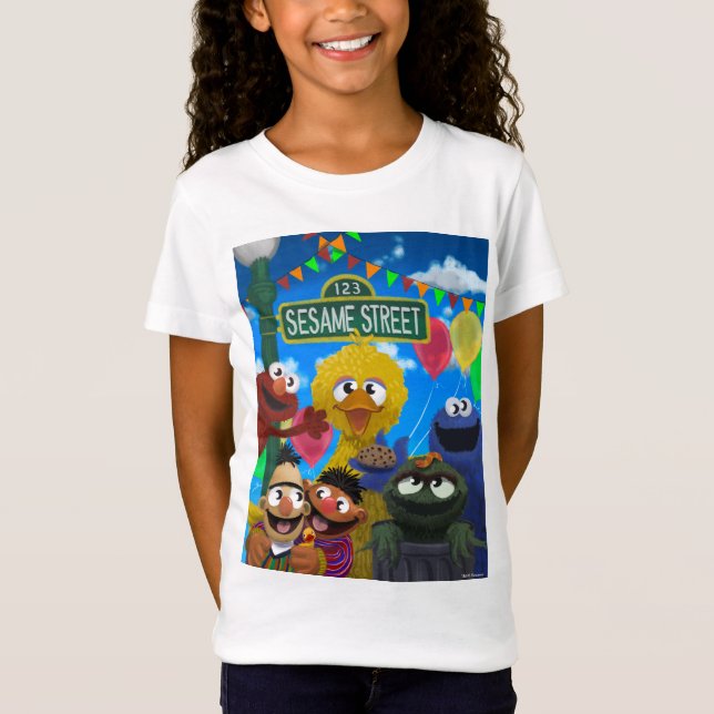 Camiseta Caracteres de Plaza Sésamo | Escena Fiesta (Anverso)