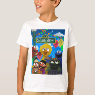 Camiseta Caracteres de Plaza Sésamo   Escena Fiesta