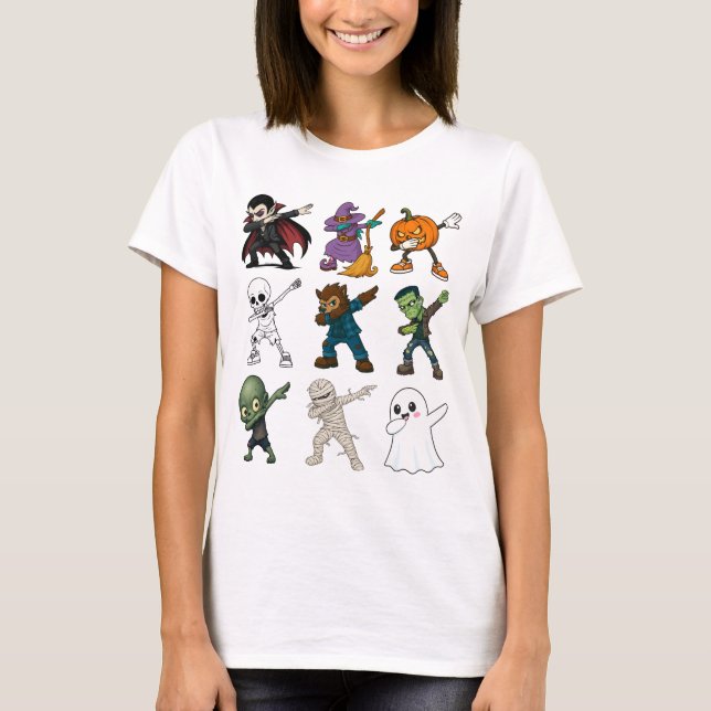 Camiseta Caracteres divertidos de Halloween Dabbing (Anverso)
