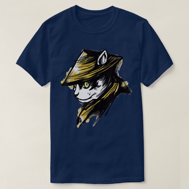 Camiseta Caracteres japoneses del gato samurai (2) (Diseño del anverso)