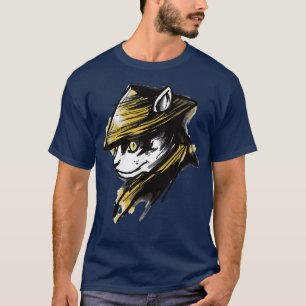 Camiseta Caracteres japoneses del gato samurai (2)