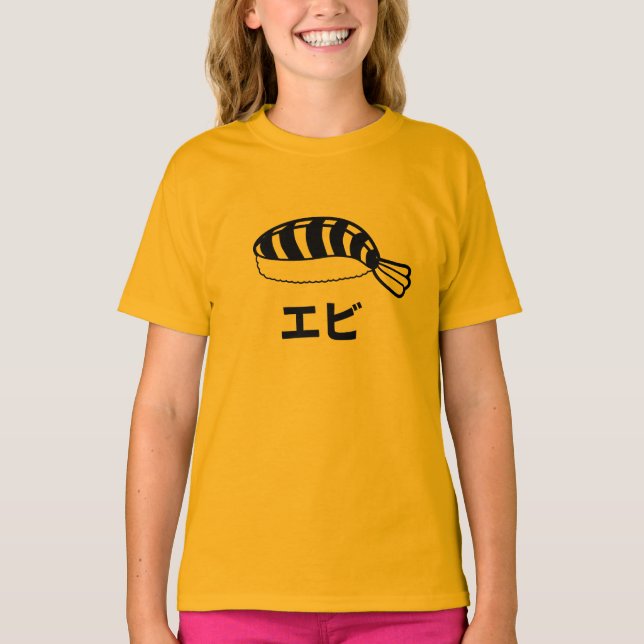 Camiseta Caracteres japoneses del sushi de Ebi (Anverso)