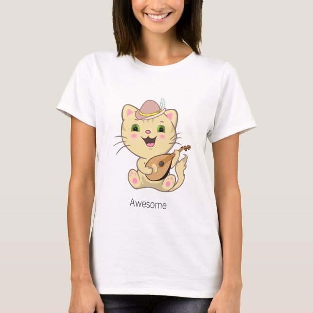 Camiseta Caramel de jengibre musical lindo gato tabby (Anverso)