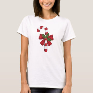 Camiseta Caramelo De Navidad Con Un Lazo Y Acebo De Navidad