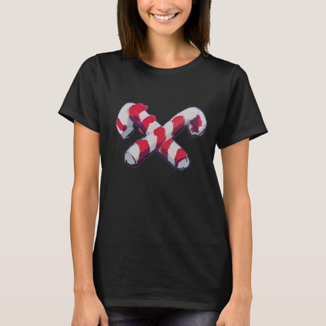 Camiseta Caramelo de Navidad en forma de bastón (Anverso)
