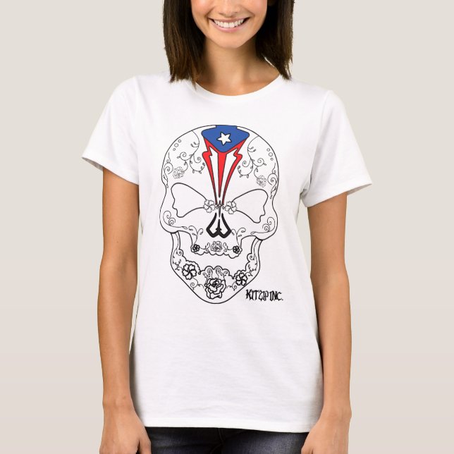 Camiseta Caramelo puertorriqueño del cráneo (Anverso)
