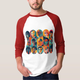 Camiseta Caras audaces y coloridas celebrando la individual