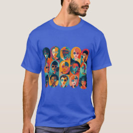 Camiseta Caras audaces y coloridas celebrando la individual
