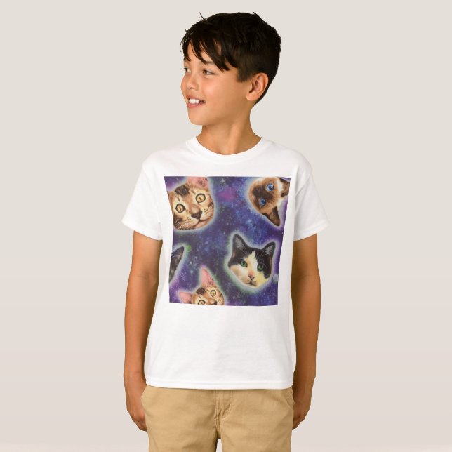 Camiseta Caras de gato con diferentes razas y patrones (Anverso completo)