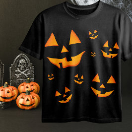 Camiseta Caras de Jack-O-Lantern brillantes diseño de Hallo