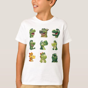 Camiseta Caras Divertidas de Dinosaurios – Niño de Dibujos