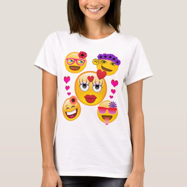 Camiseta Caras lindas de la emoji para los niños y los (Anverso)