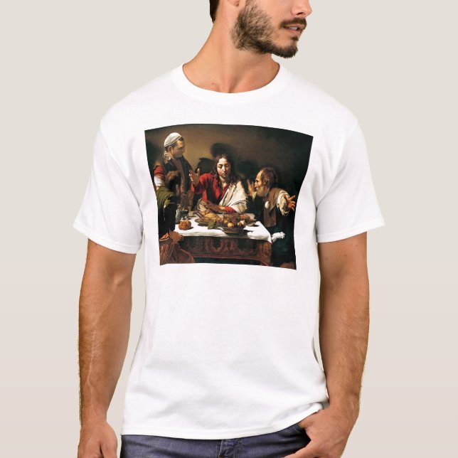 Camiseta Caravaggio - cena en Emmaus - pintura clásica (Anverso)