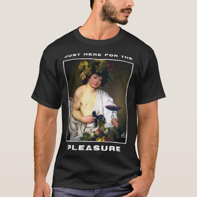 Camiseta Caravaggio pintando a Bacchus para un edonista (Anverso)