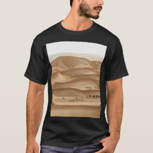 Camiseta Caravana de camellos, puesta de sol del Sáhara, Ma