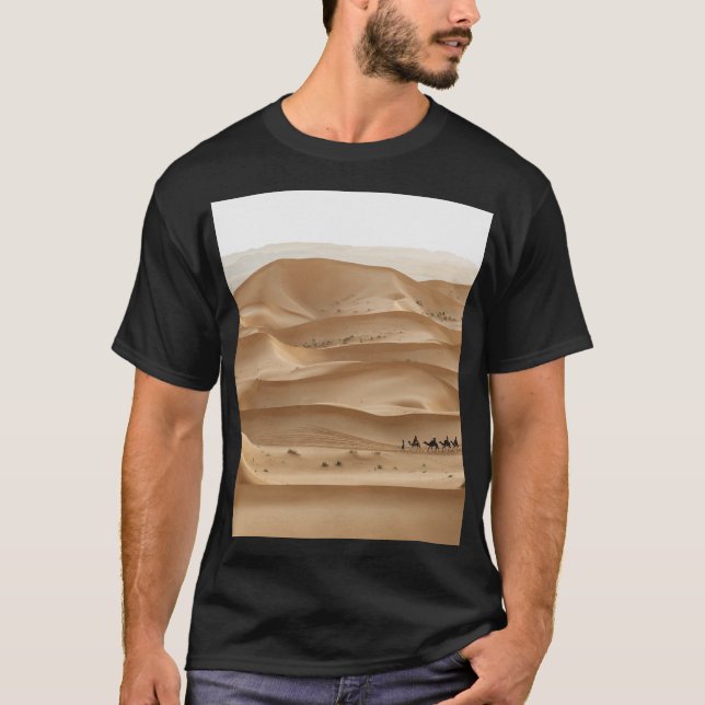 Camiseta Caravana de camellos, puesta de sol del Sáhara, Ma (Anverso)