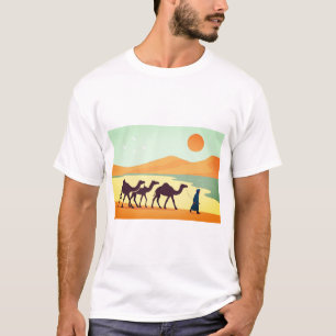 Camiseta Caravana sahariana - arte Minimalista del desierto