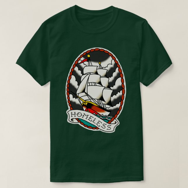 Camiseta Caravela Tatuaje Tradicional Sin Hogar (Diseño del anverso)