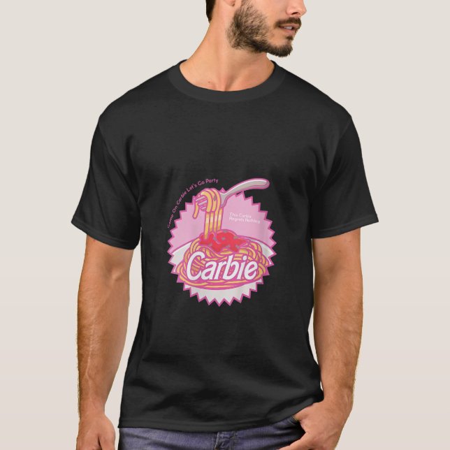 Camiseta Carbie I Love Carbs Bread Pasta Pizza Retro Pink S (Anverso)