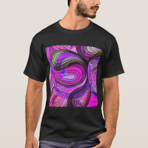Camiseta Carbón De Carbón Y Doodle De Agua Rosa Con Líneas 