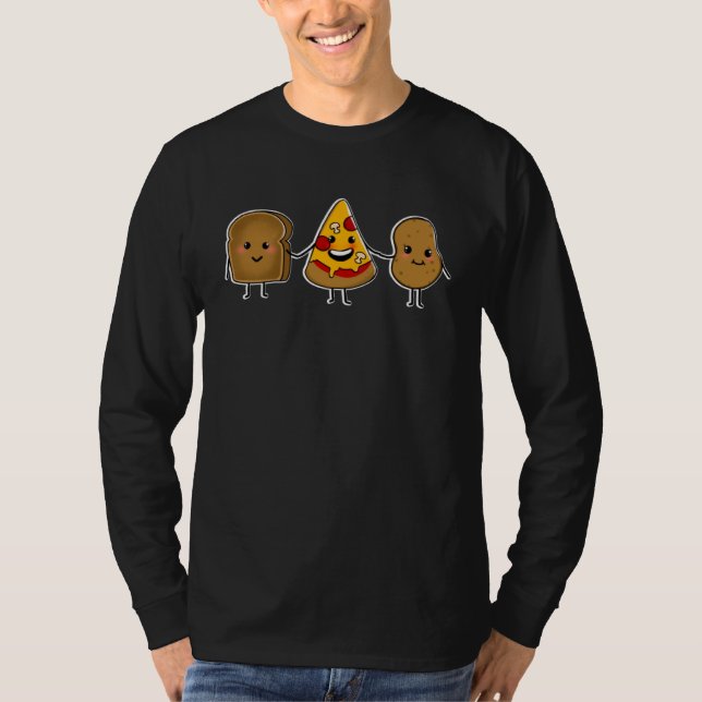 Camiseta CARBS ARE FRIENDS Cute illustration toast pizza an (Anverso)