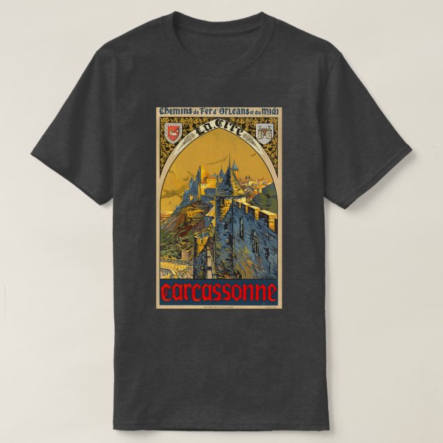 Camiseta Carcassone France Vintage French Railtrain Travel  (Diseño del anverso)